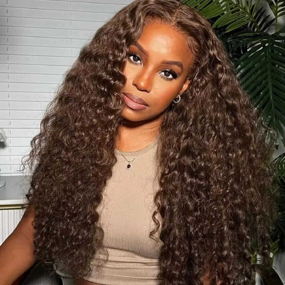 13X6 Hd Lace Chocolate Brown Curly Lace Front Wig