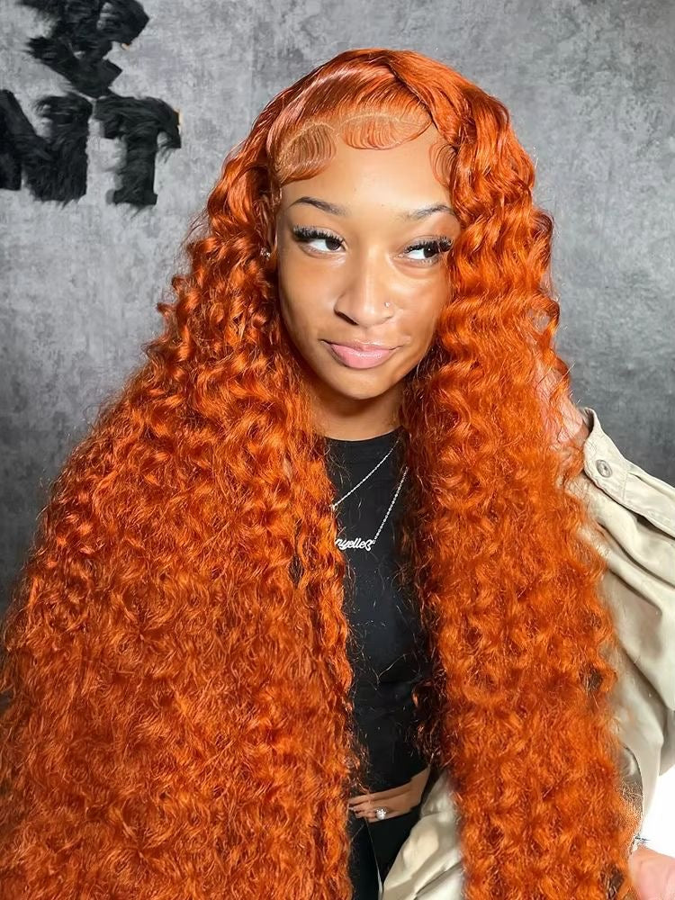 13x4, 13x6 HD Lace Orange Ginger Curly Deep Wave Frontal Wig