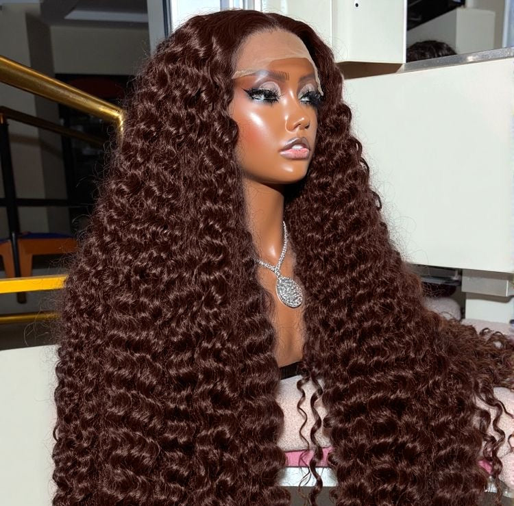 13X6 Hd Lace Chocolate Brown Curly Lace Front Wig
