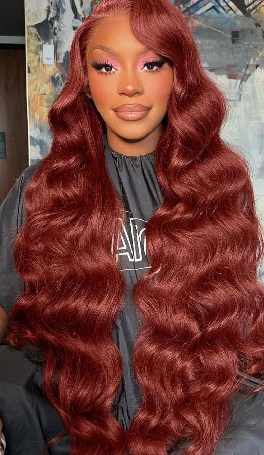 13x6, 13x4 HD Transparent Lace Reddish Brown Body Wave Lace Frontal Wig