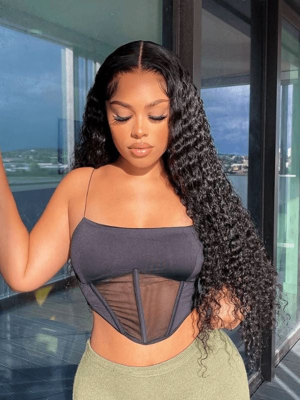 13x4 HD Transparent Lace Deep Wave Lace Frontal Wig