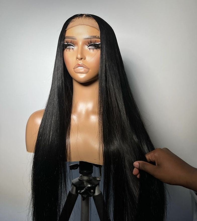 100% Vietnamese Super Double Drawn Bone Straight Glueless 7x5 Lace Frontal Wig