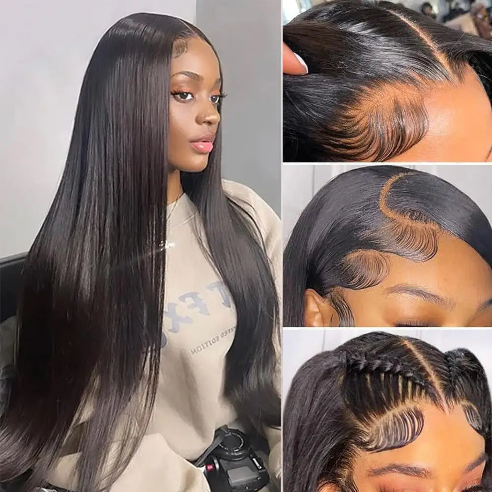 13x4 HD Lace180 Density Straight Pre Plucked Lace Frontal Wig