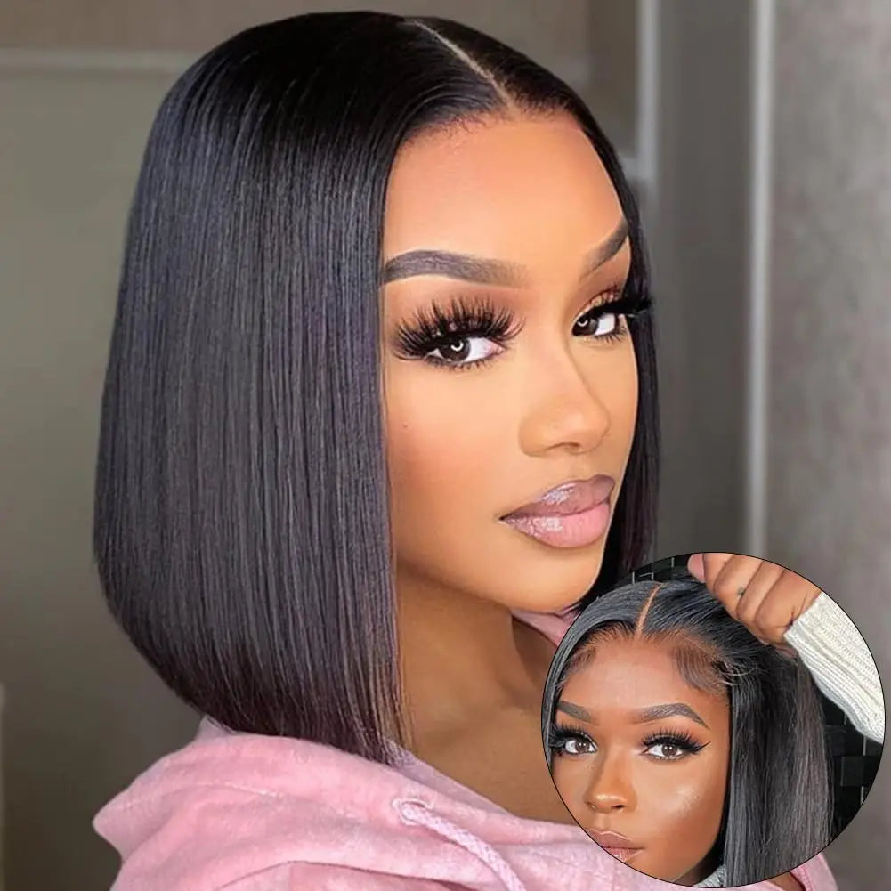 Wear And Go Glueless Bob Straight Pre Cut Lace Front Wig