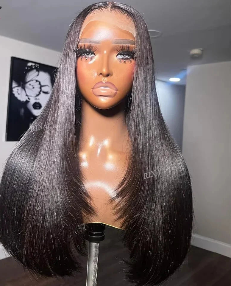 13X6 Transparent Lace Straight Human Hair 180% Density Lace Front Wig